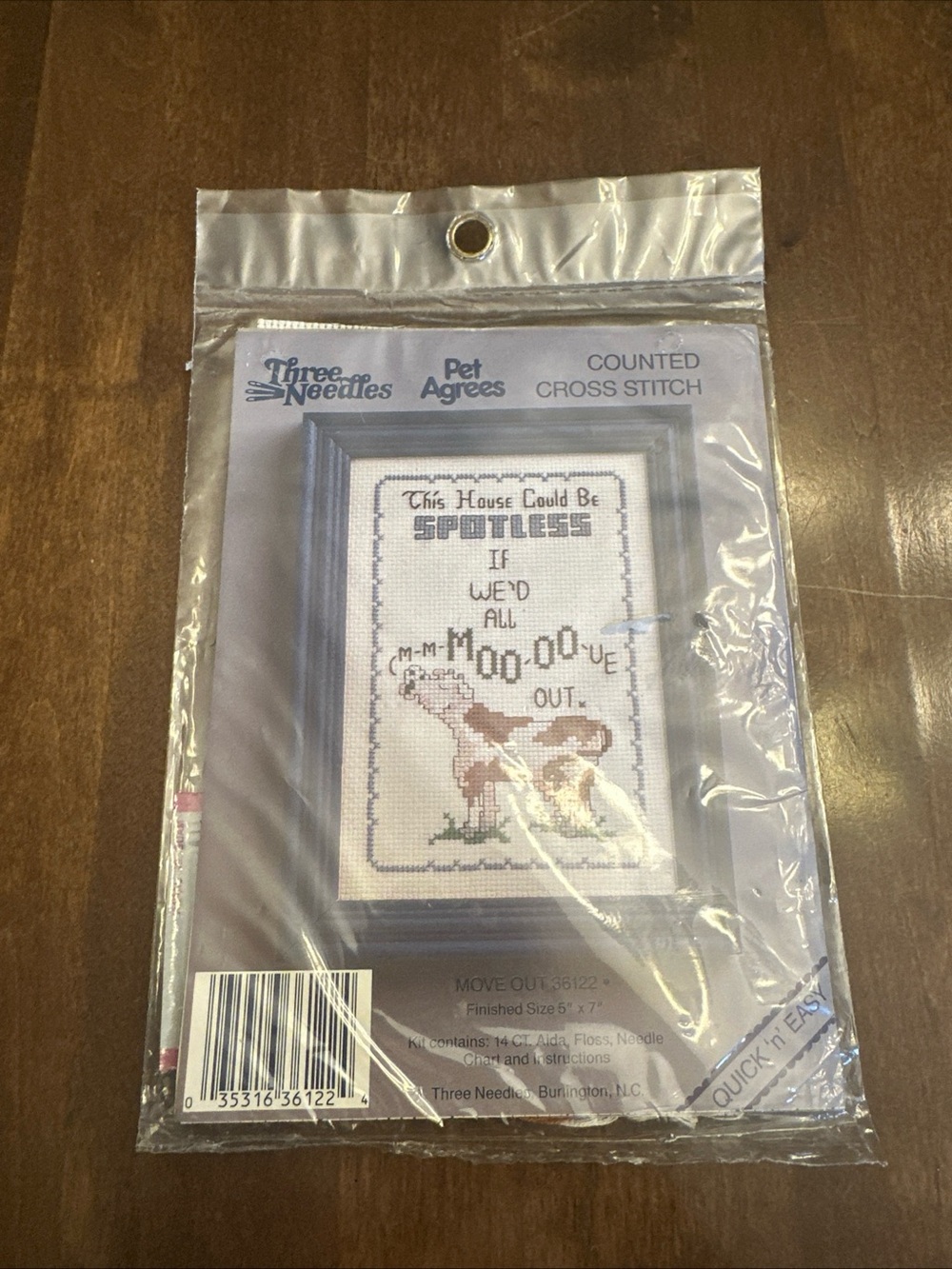 Three Needles MOVE OUT Cross Stitch Kit 36122 Vintage Cow Funny